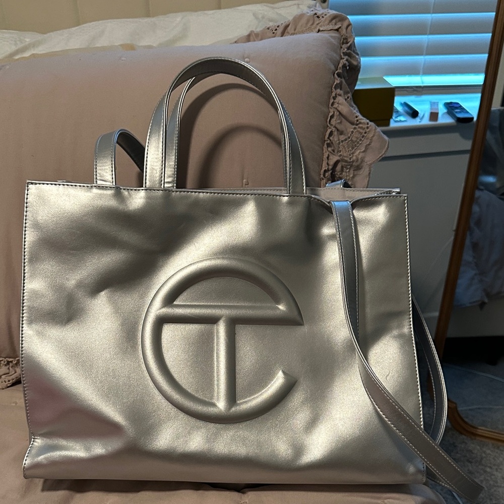 Telfar Metallic Silver Tote Bag